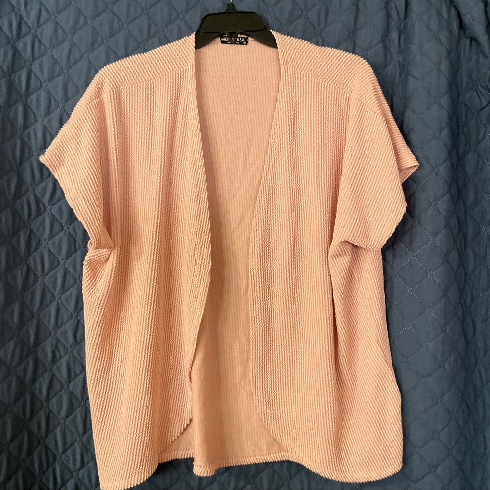 Elegant Women's Blush Open-Front Cardigan